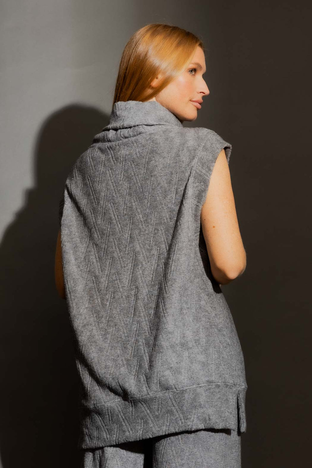 Grey Cosy Cowl Neck Vest