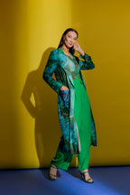 Green Mesh Trench Coat