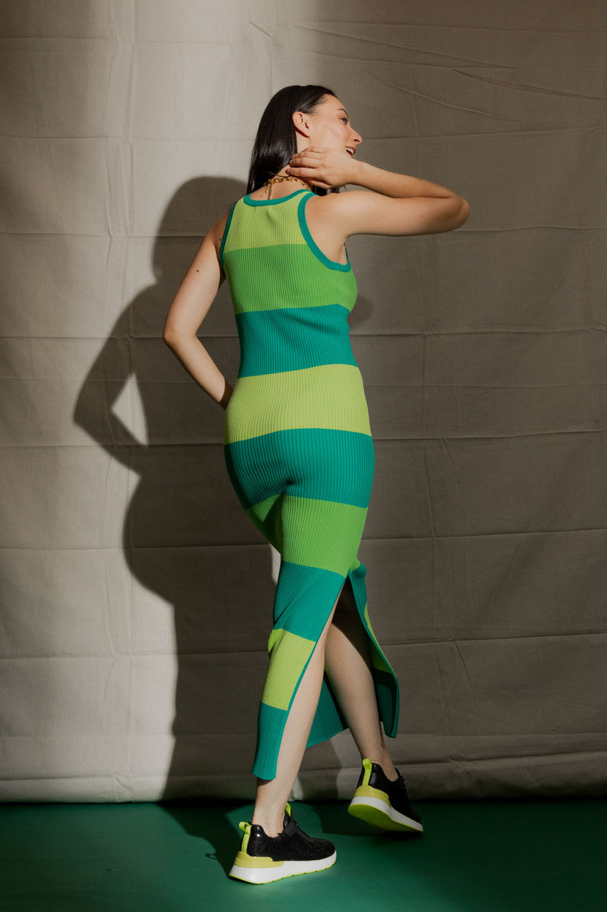 Lime / Jade / Green Stripe Rib Dress