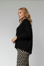 Black Slouch V Neck Jumper