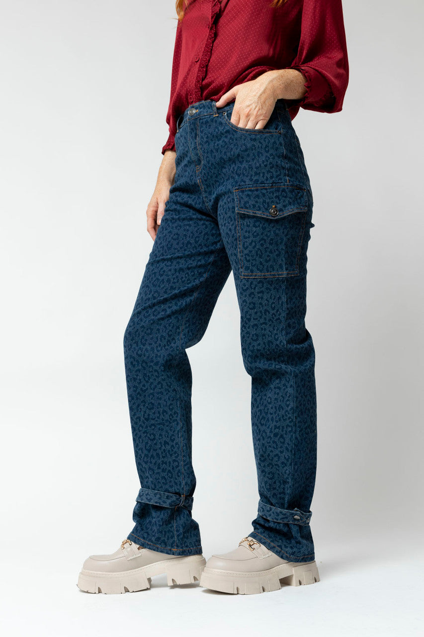 Mid Chambray Animal Cargo Jeans