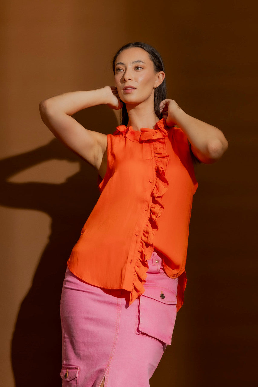 Orange Double Ruffle Cami