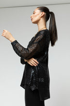 Black Crochet Foil Knit