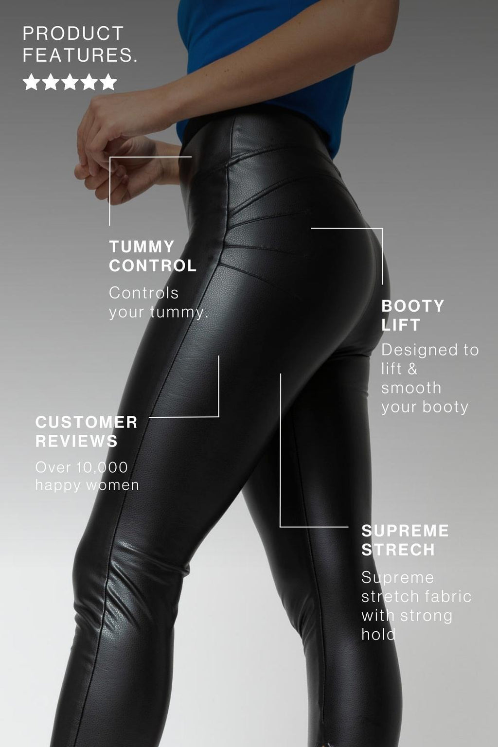 Black Coated Split Miracle Pants