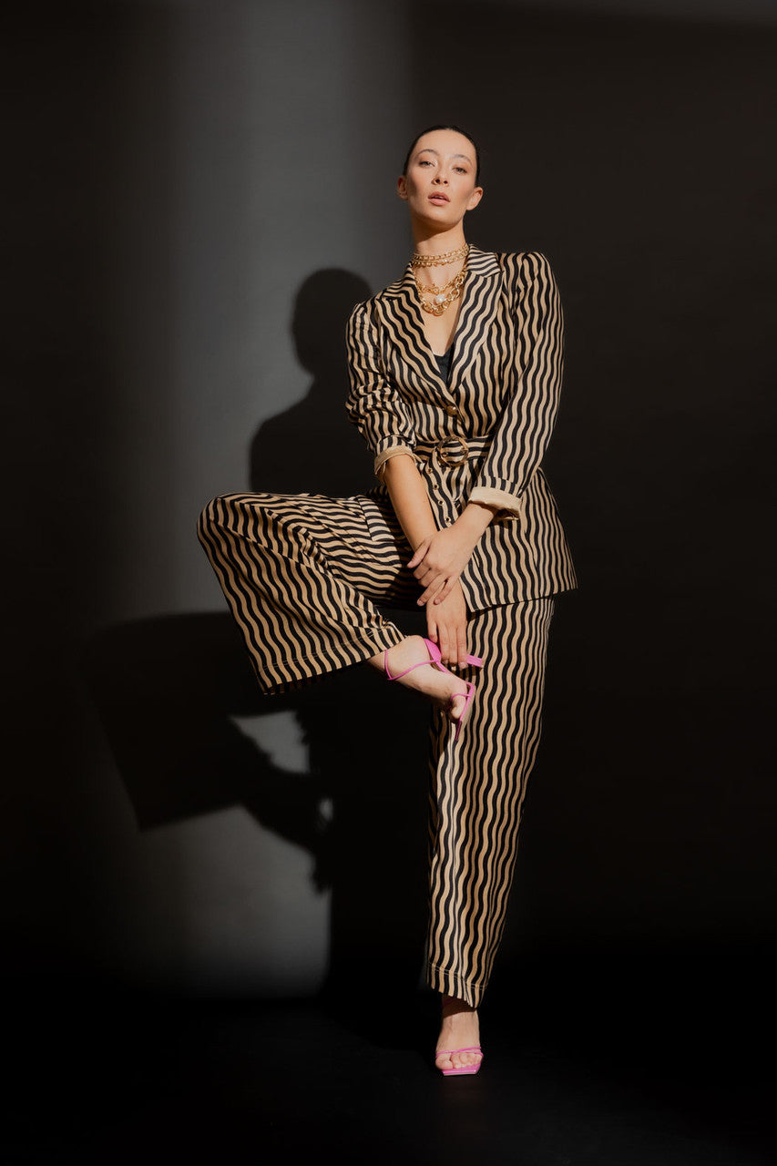 Beige/Black Wave Cleo Pant Beige/Black Wave