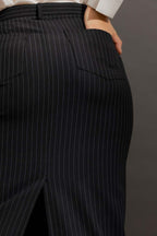 Black Stripe Belted Skirt Black Stripe