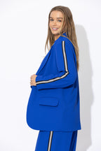 Cobalt Euro Stripe Boyfriend Blazer