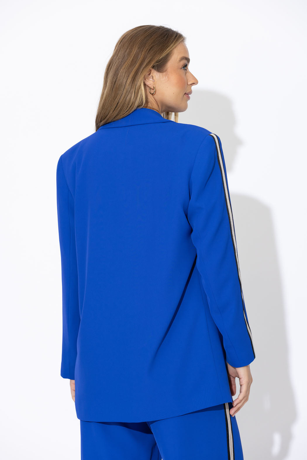 Cobalt Euro Stripe Boyfriend Blazer