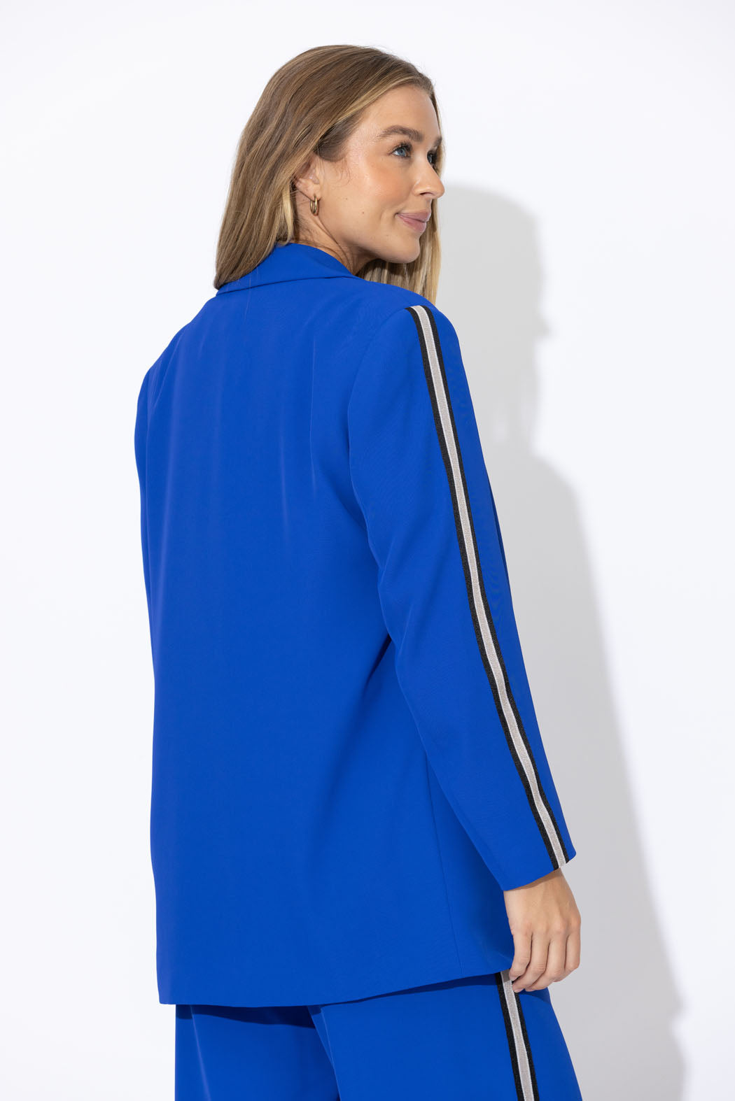 Cobalt Euro Stripe Boyfriend Blazer
