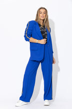 Cobalt Euro Stripe Boyfriend Blazer