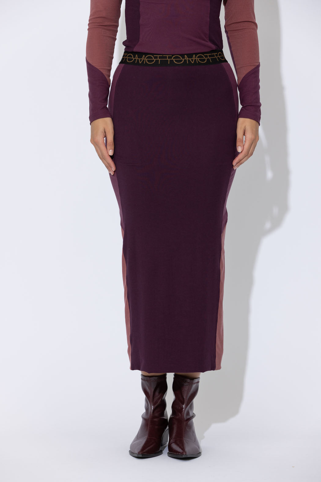 Cherry Tencel Panel Skirt