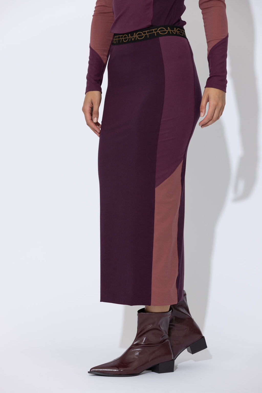 Cherry Tencel Panel Skirt