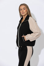 Oatmeal Contrast Bomber Jacket