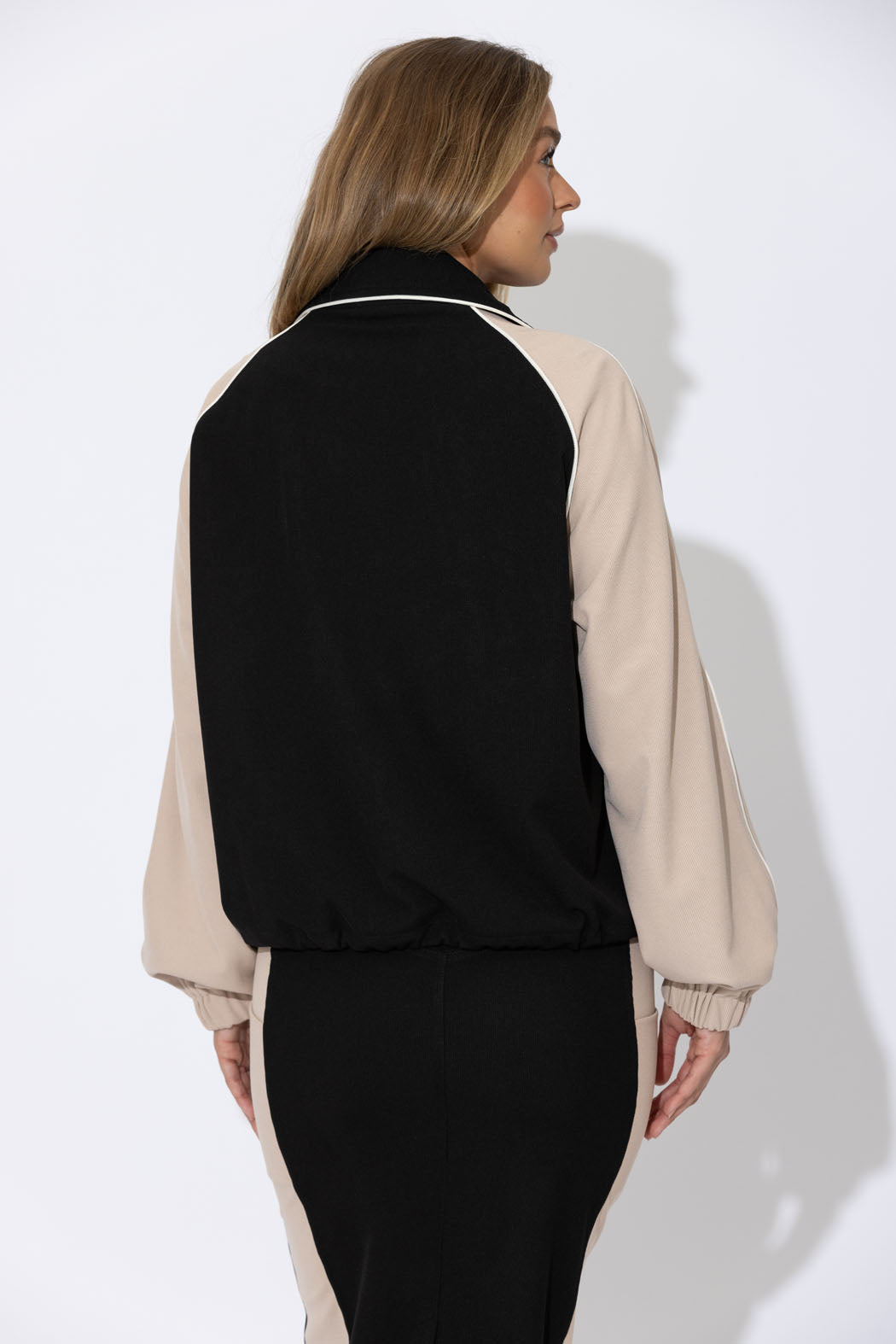 Oatmeal Contrast Bomber Jacket