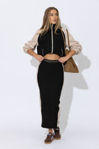 Oatmeal Contrast Bomber Jacket