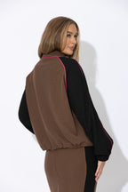 Chocolate Contrast Bomber Jacket