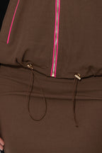 Chocolate Contrast Bomber Jacket