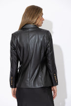 Black Faux Leather Sisca Blazer