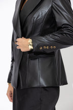 Black Faux Leather Sisca Blazer
