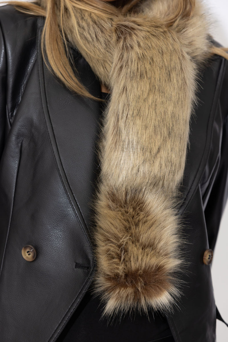 Beige Faux Fur Scarf