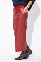 Deep Red Faux Leather Waist Shaper Miracle Skirt