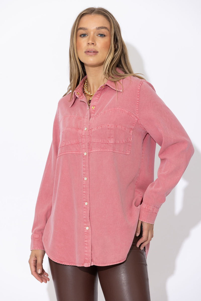 Pink Denim Bustier Shirt