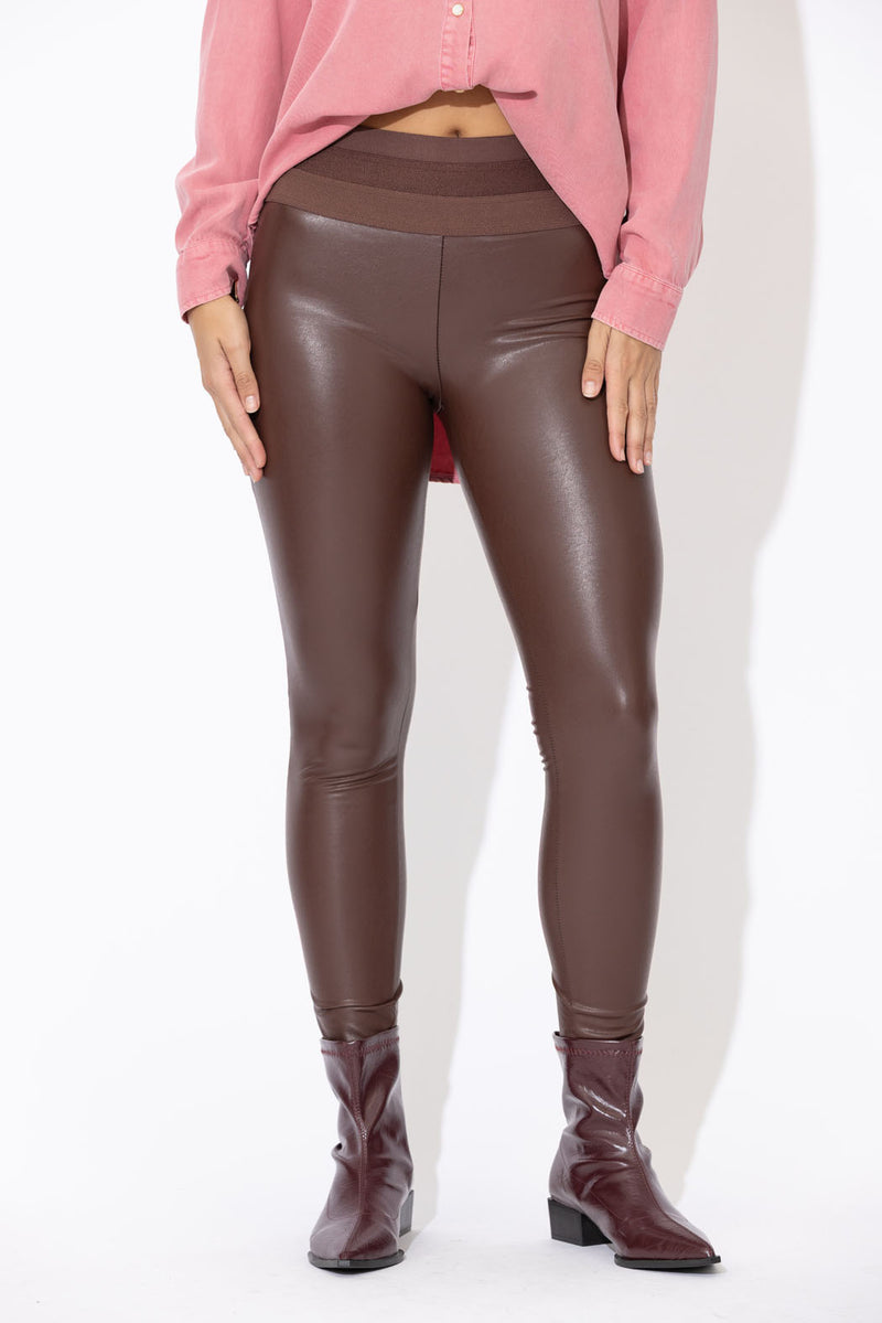 Mahogany Faux Leather Tummy Shaper Miracle Pant