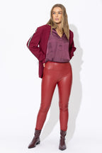 Deep Red Faux Leather Classic Miracle Pant