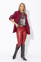 Deep Red Faux Leather Tummy Shaper Miracle Pant