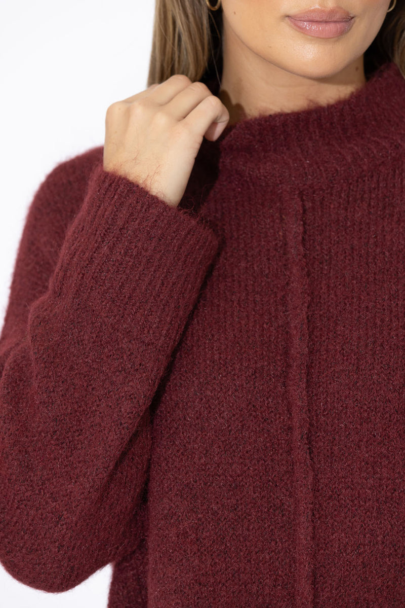 Burgundy Front Seam Jumper