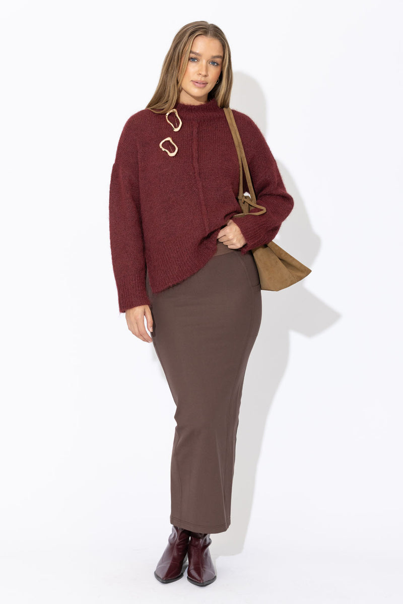 Burgundy Front Seam Jumper