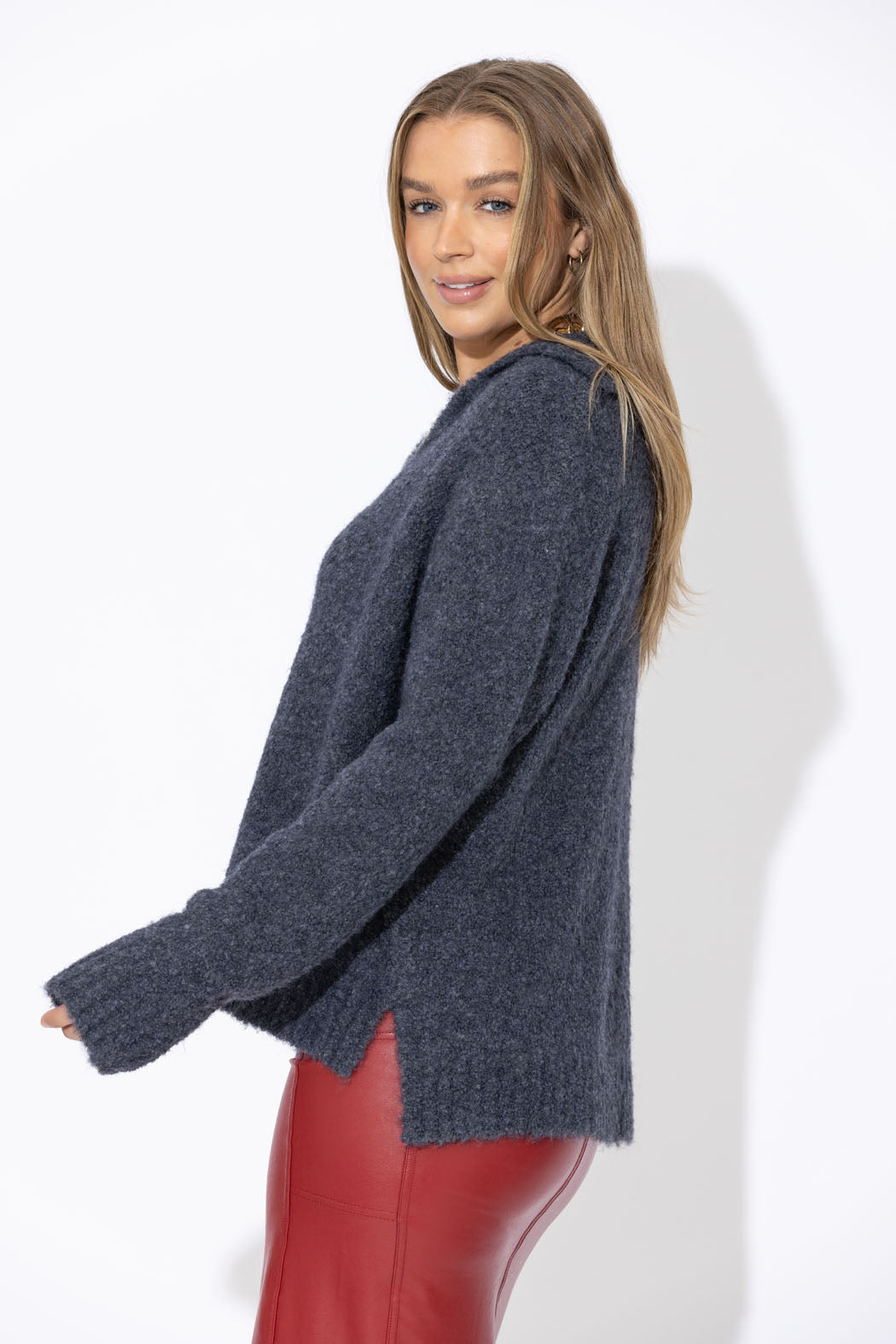 Charcoal Polo Knit Jumper