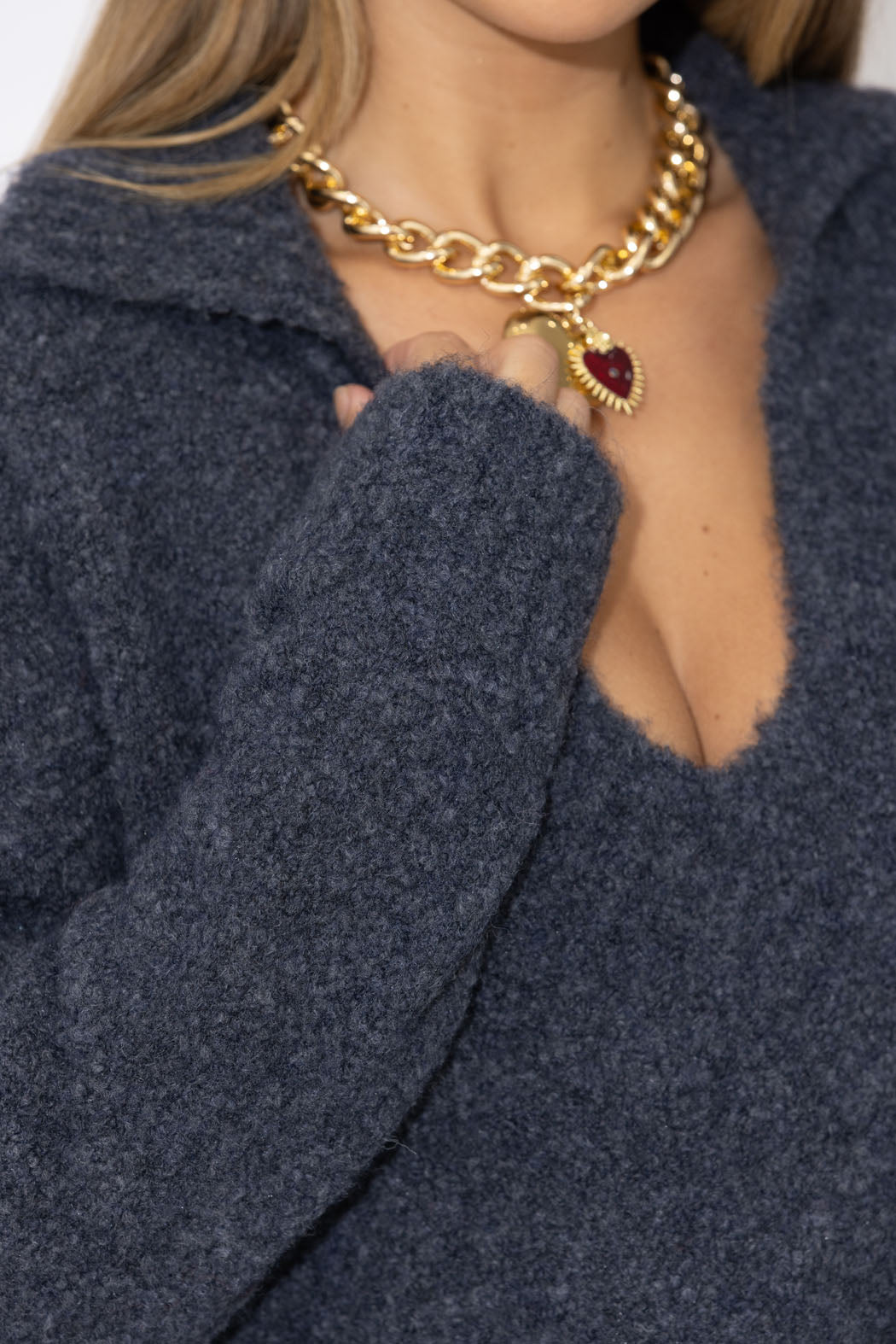 Charcoal Polo Knit Jumper