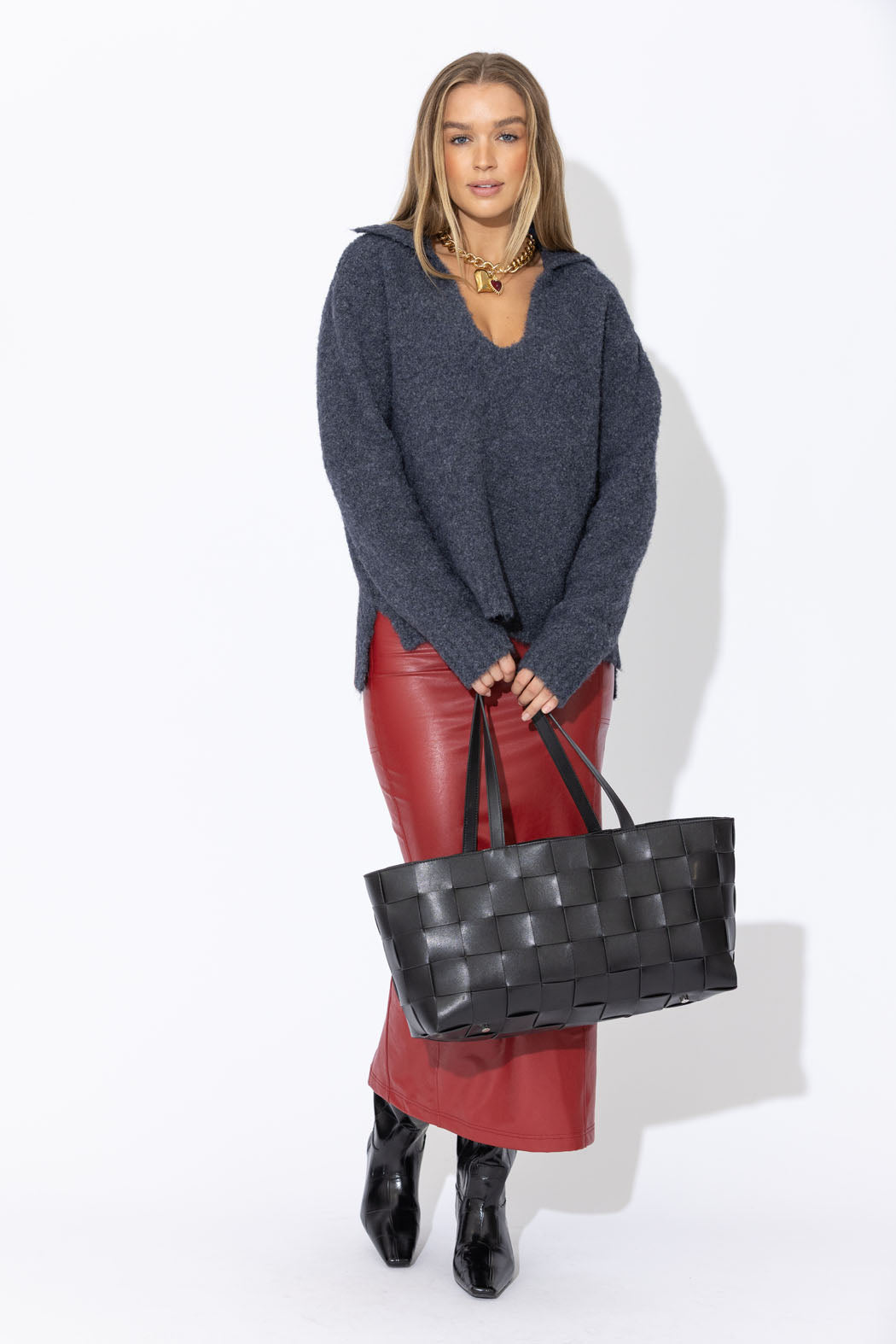 Charcoal Polo Knit Jumper