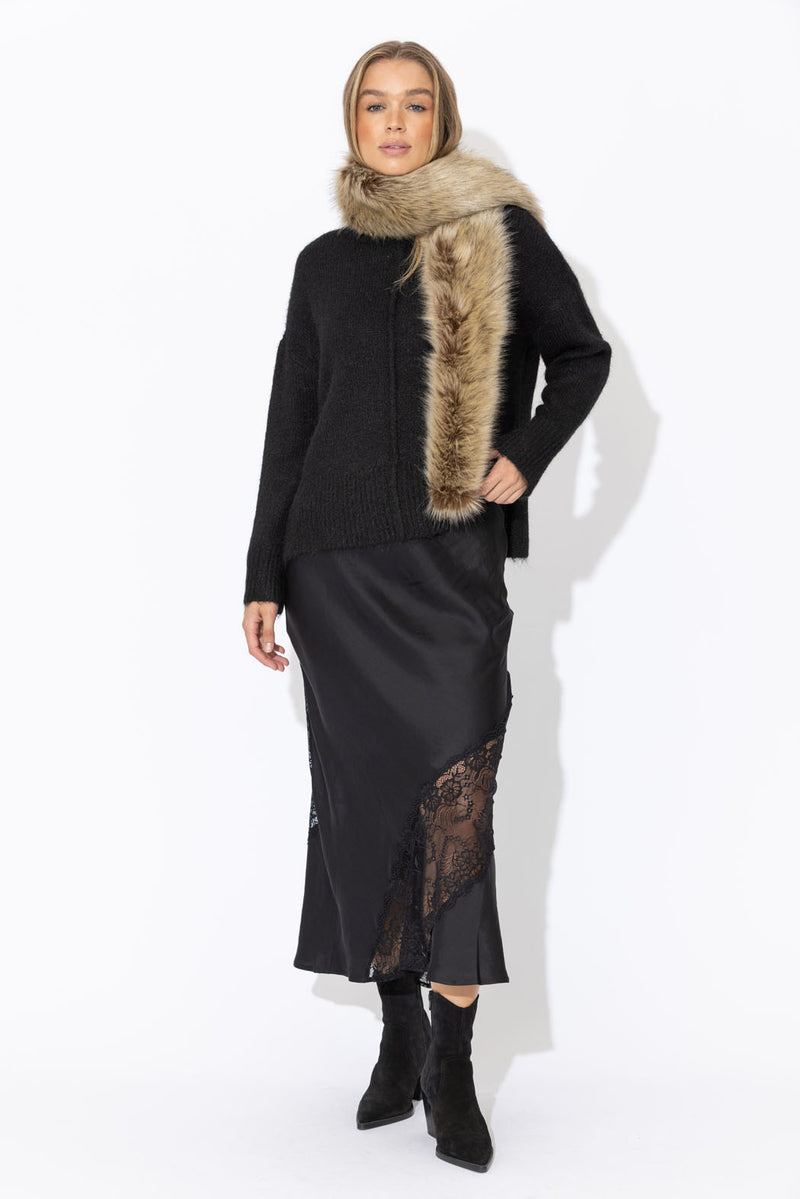 Beige Faux Fur Scarf