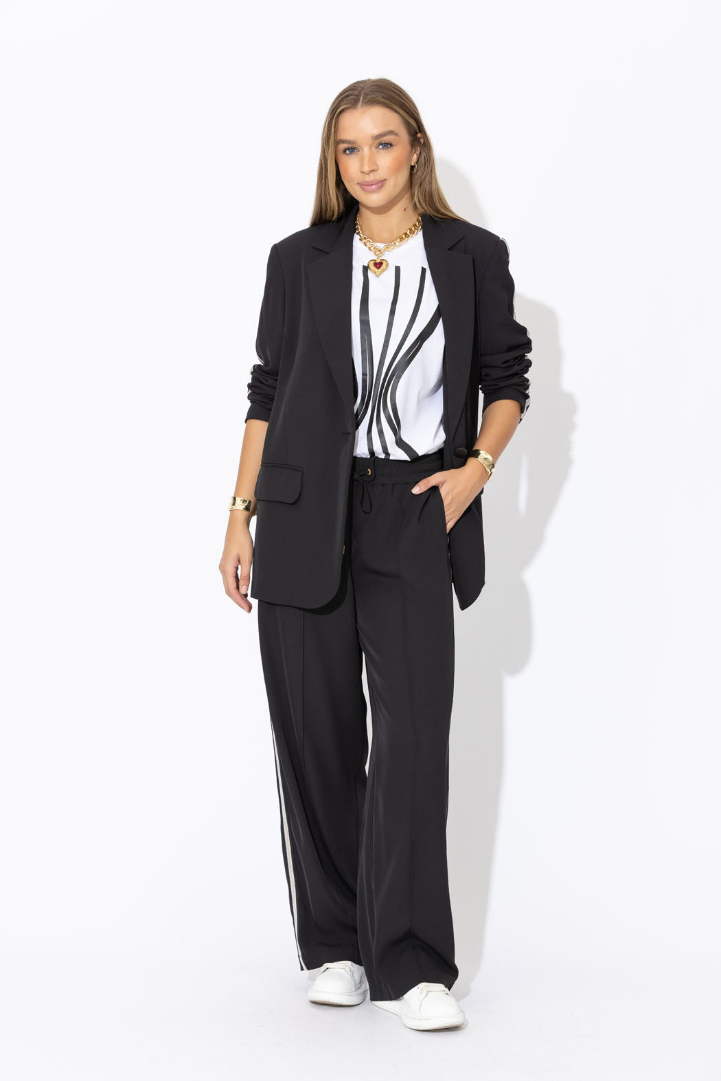 Black Euro Pintuck Sport Pant