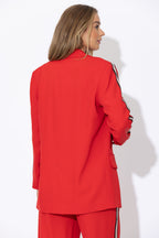 Red Euro Stripe Boyfriend Blazer