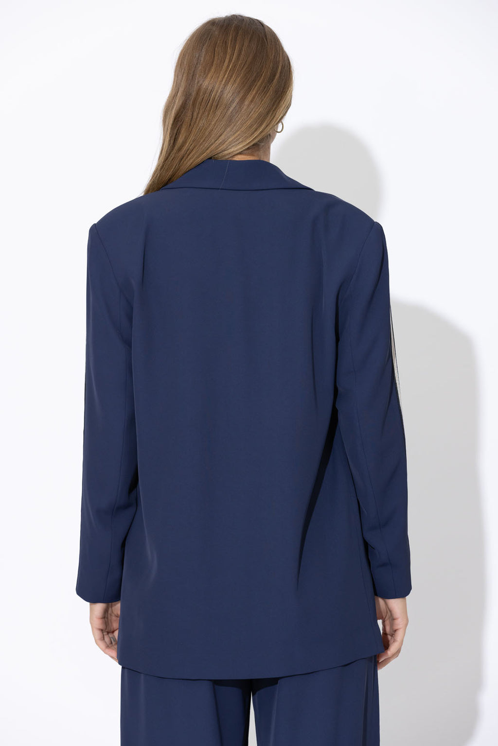 Navy Euro Stripe Boyfriend Blazer