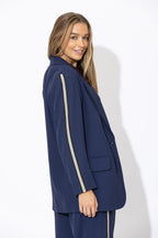 Navy Euro Stripe Boyfriend Blazer