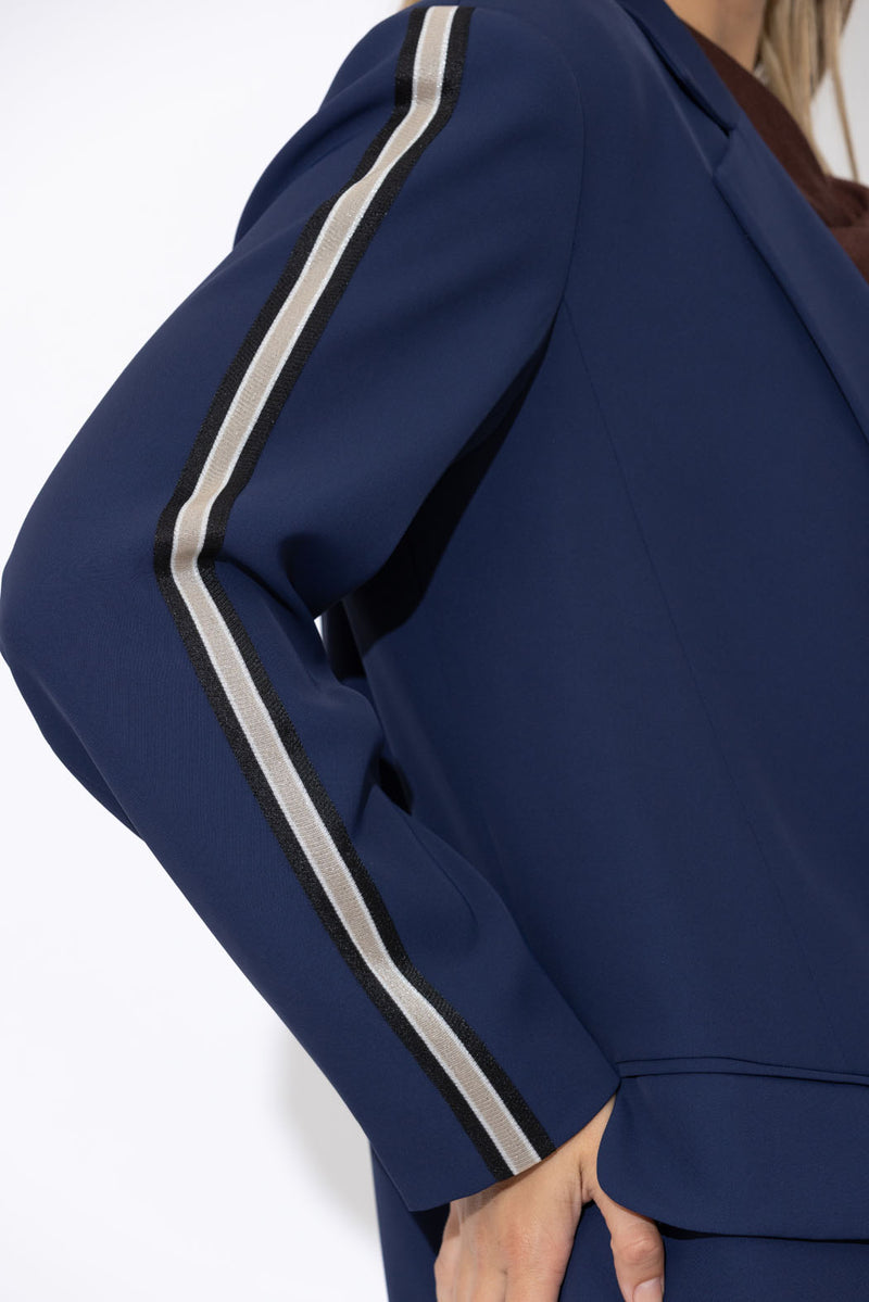 Navy Euro Stripe Boyfriend Blazer