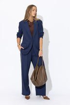 Navy Euro Stripe Boyfriend Blazer