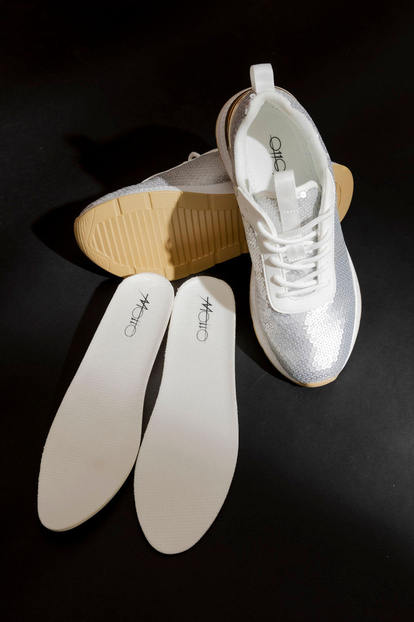 Shiny Silver Sequin Sneaker Silver