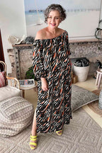 Multi Animal Off Shoulder Dress Nt