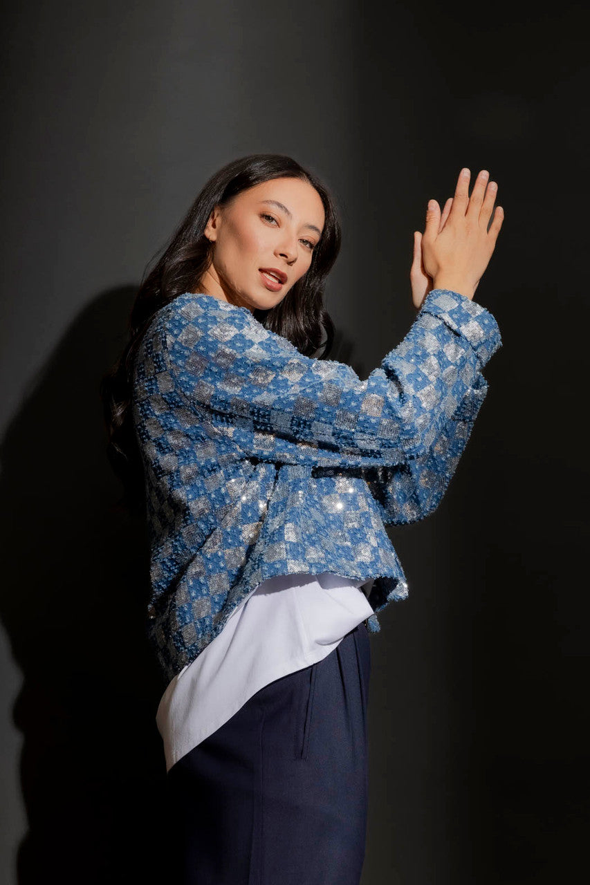 Chambray Denim Sequin Jacket
