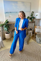 Electric Euro Stripe Boyfriend Blazer