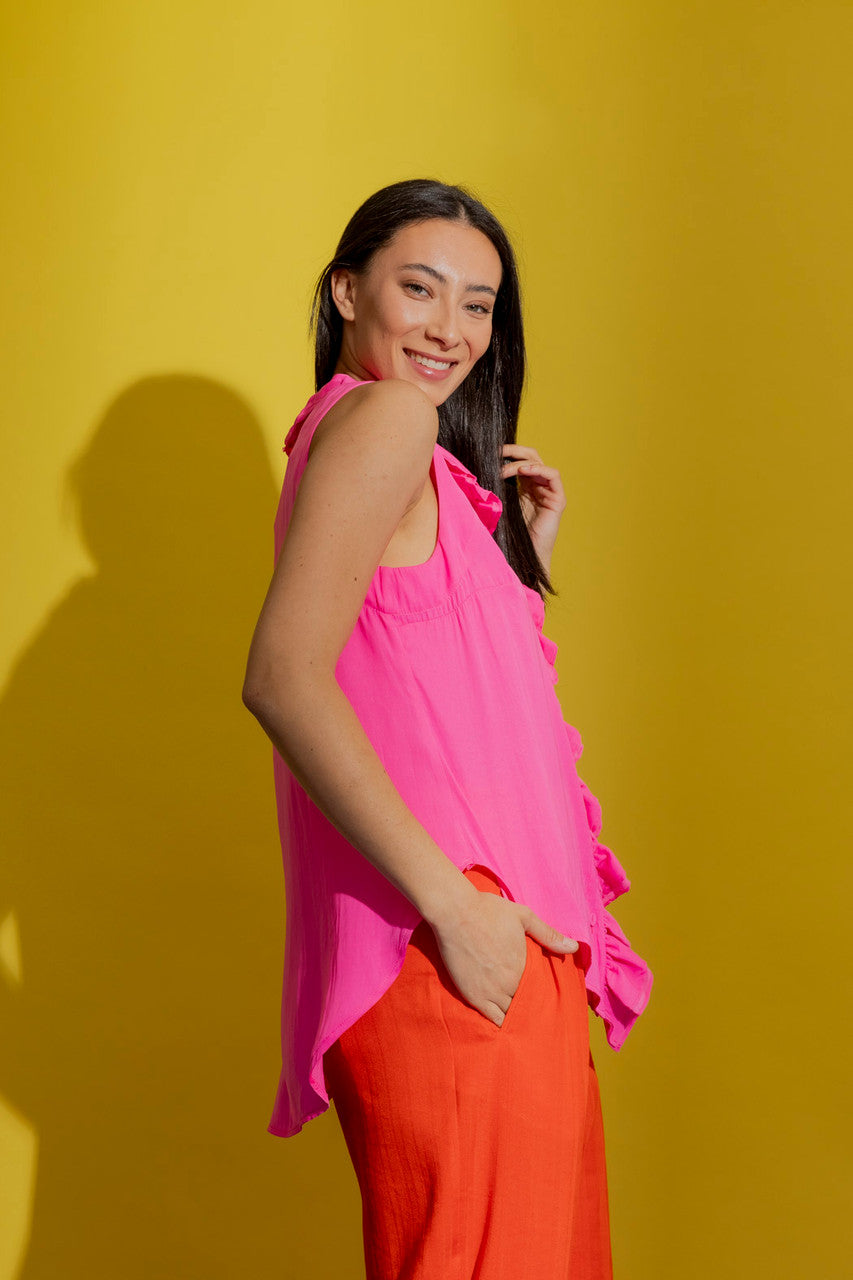 Hot Pink Double Ruffle Cami Hot Pink