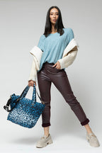 Blue Lurex V Neck Jumper