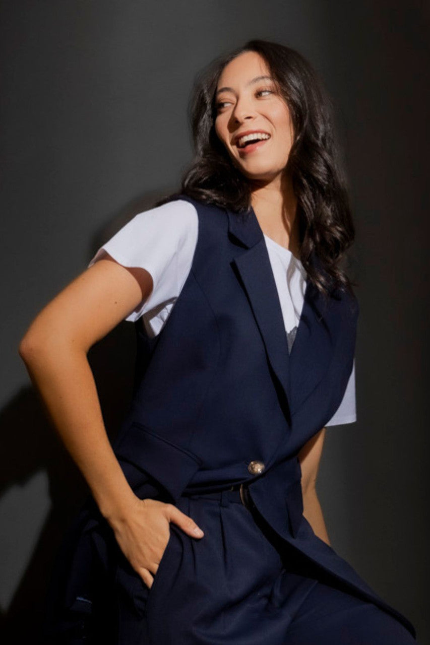 Navy Sorrento Single Breasted Vest