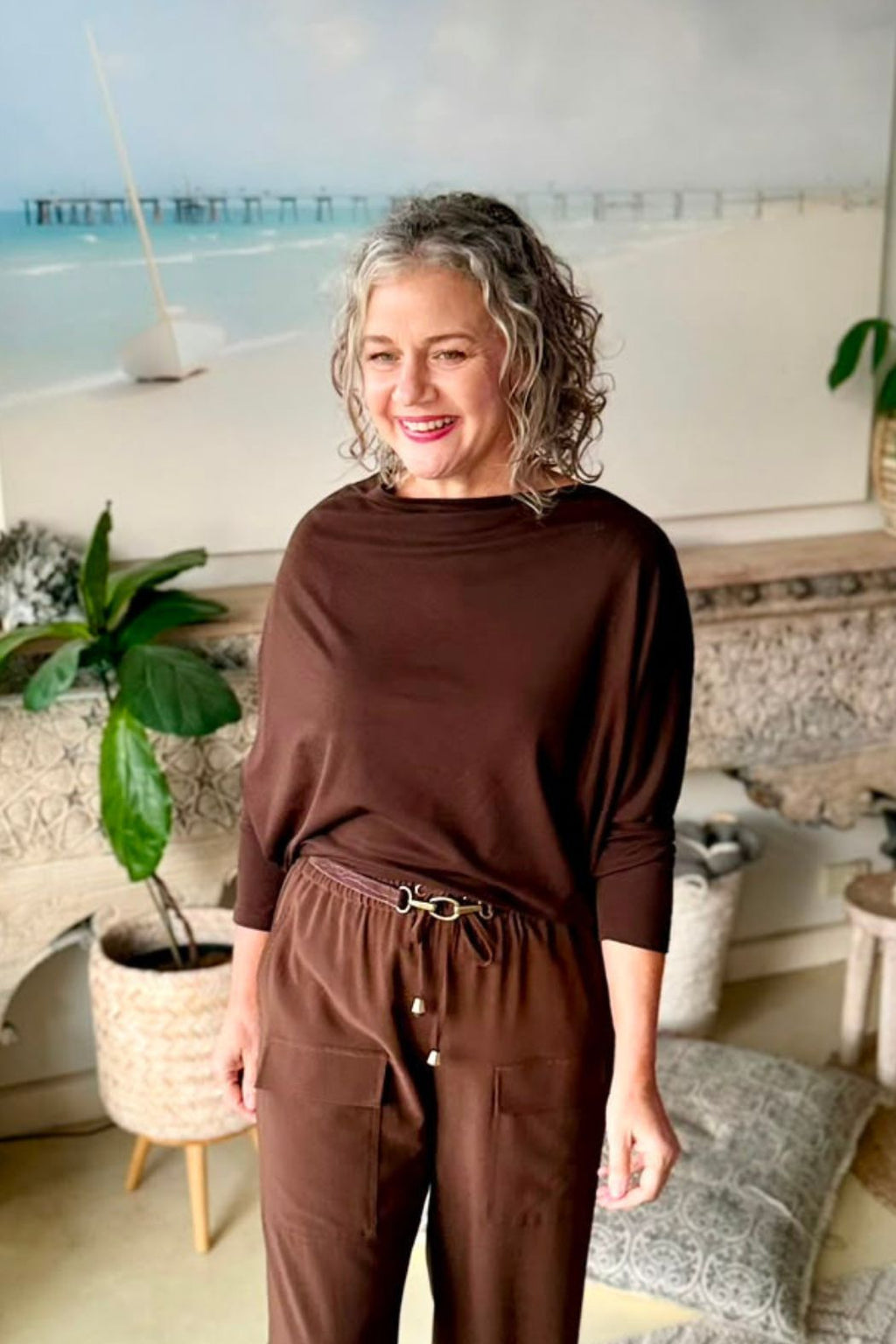 Chocolate Tencel Drape Top