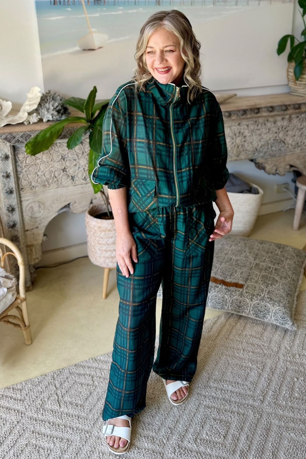 Milano Check Tencel Linen Pant